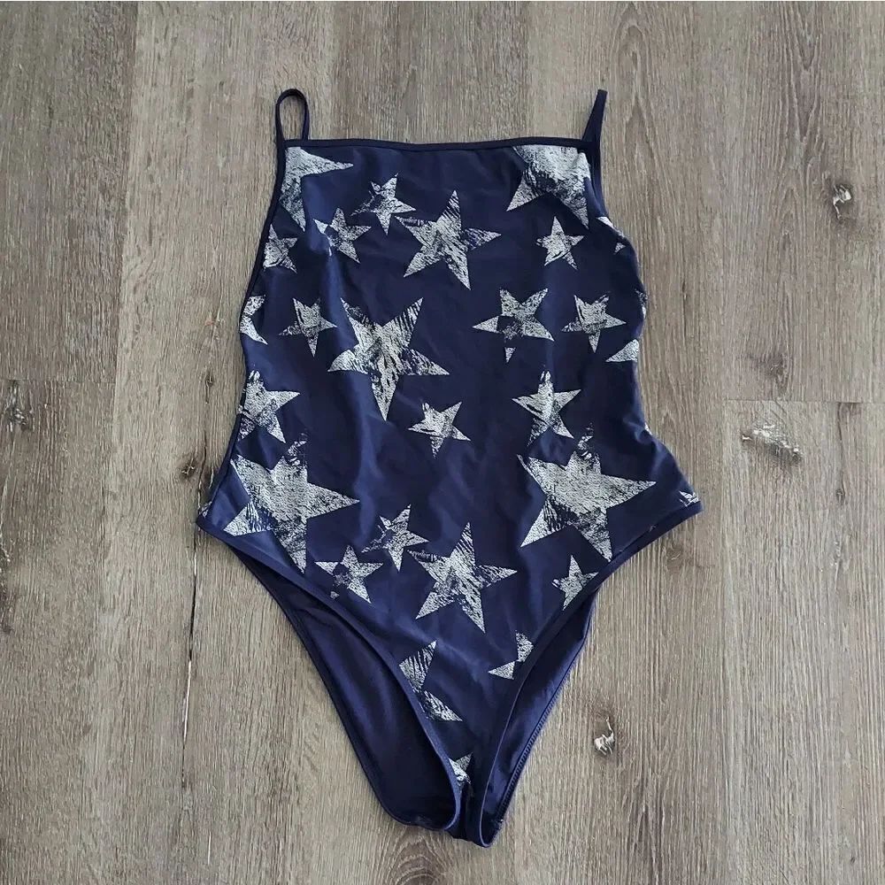 Aerie Star Print High Cut One Piece Swimsuit XL